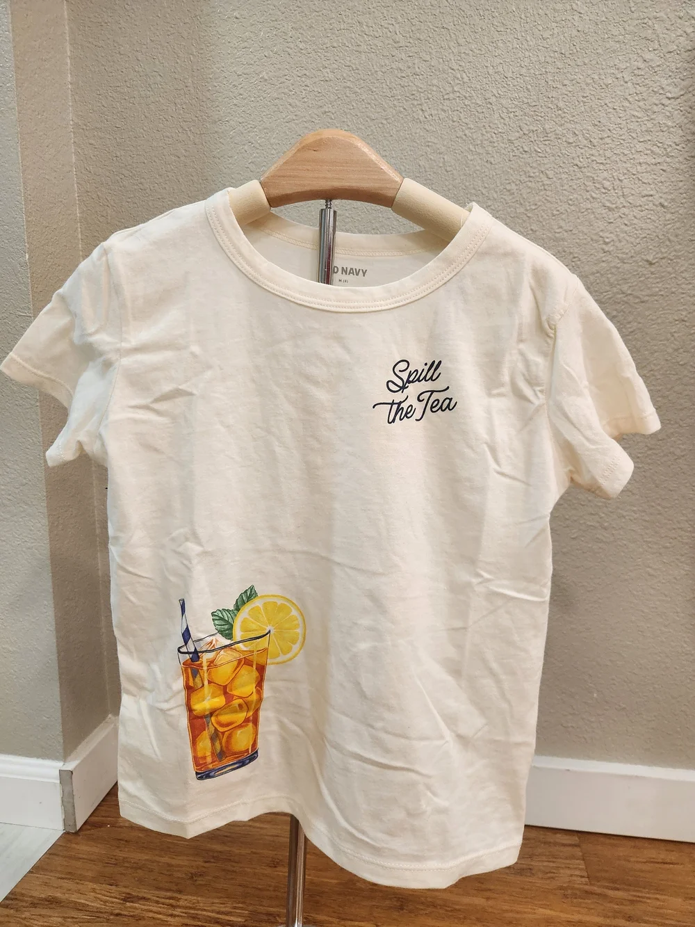 Old Navy Cream Kids 'Spill the Tea' Short Sleeve Graphic Tee